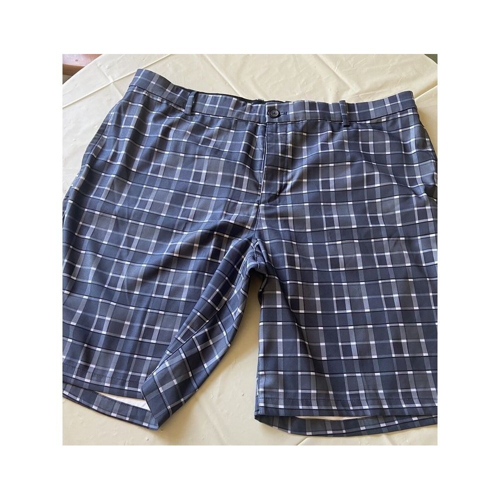 Nike Golf Dri-FIT Mens Plaid Shorts Blue White Standard Fit Size 40